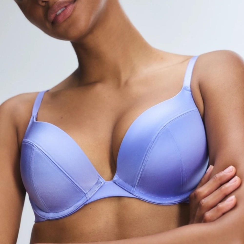 NWT Savage X Fenty Slipper Satin Push Up Plunge Bra 34C & Brazilian Panty S F35 - Picture 9 of 11